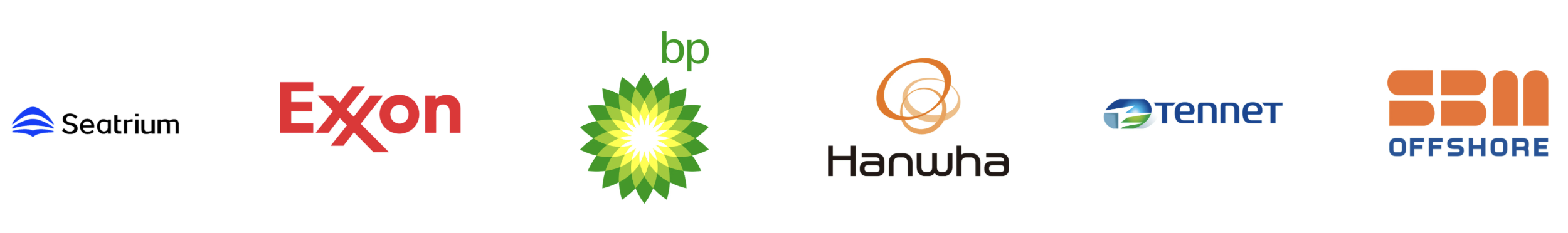 Clients logos including Seatrium, Exxon, BP, Hanwha, Tennet, SBM Offshore